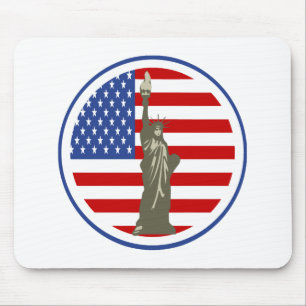 State of Liberty In USA Flag Mouse Pad