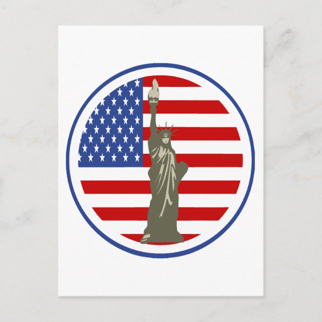 State of Liberty In USA Flag Postcard (Front)