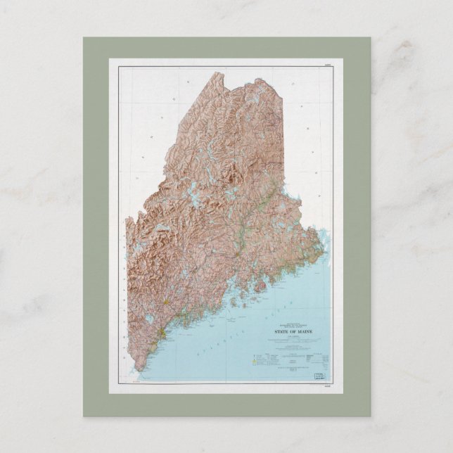 State of Maine Map (1977) Postcard (Front)