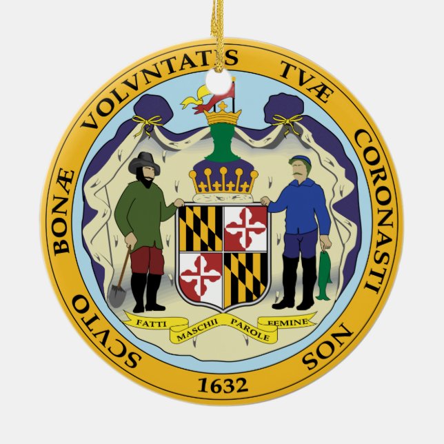 STATE OF MARYLAND SEAL CERAMIC TREE DECORATION (Back)