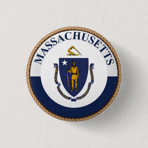 State of Massachusetts Flag Seal Button