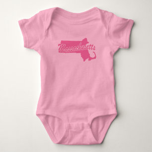 State Of Massachusetts Shape Baby Bodysuit