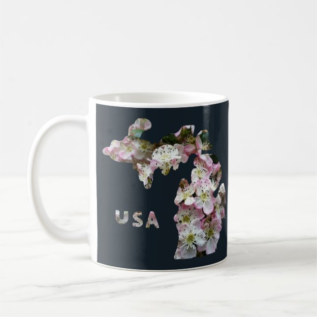 State of Michigan and Apple Blossoms Coffee Mug (Left)