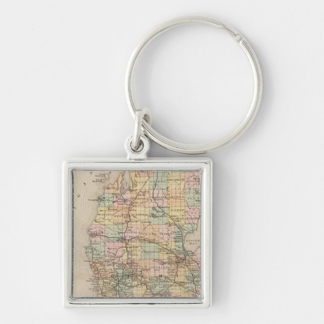 State of Michigan Atlas Map Key Ring (Front)