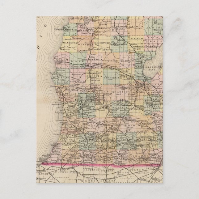 State of Michigan Atlas Map Postcard (Front)