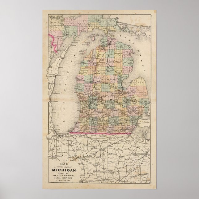 State of Michigan Atlas Map Poster (Front)