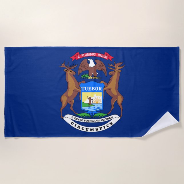 State of Michigan Flag Beach Towel (Front)