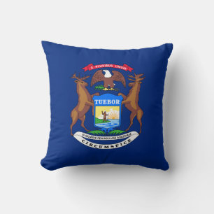 State of Michigan Flag Throw Pillow