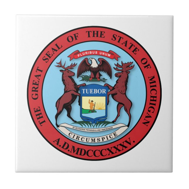 State of Michigan Great Seal Ceramic Tile (Front)