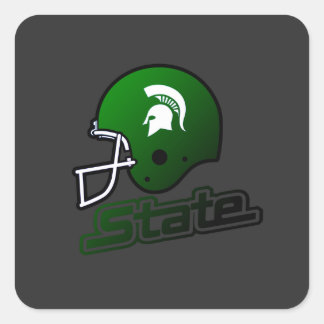 State of Michigan Green Black Square Sticker