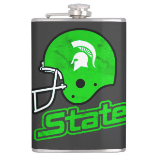 State of Michigan Green White Hip Flask
