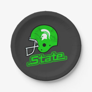 State of Michigan Green White Paper Plate