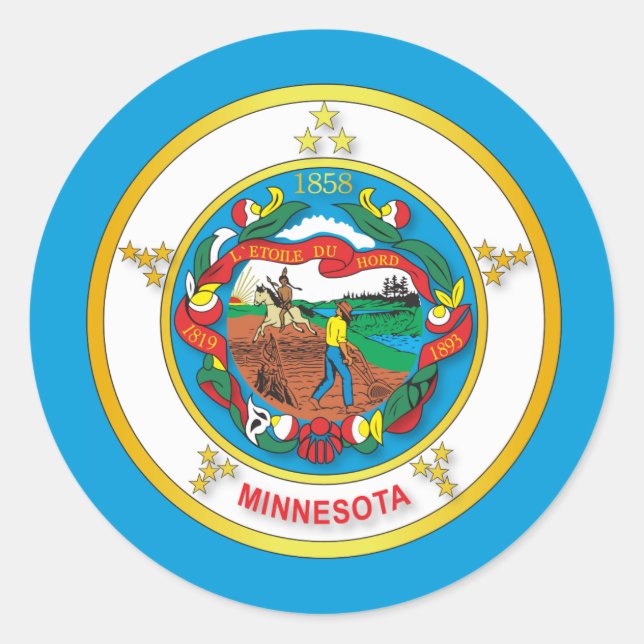 State of Minnesota flag Classic Round Sticker (Front)