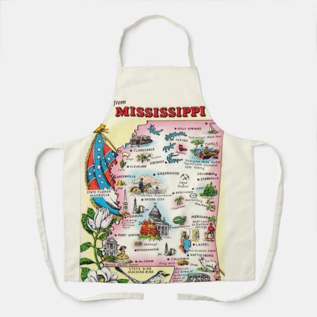 State of Mississippi Vintage Map Apron (Front)