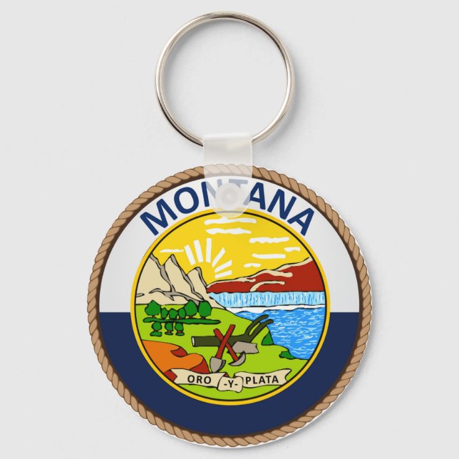 State of Montana Flag Seal Key Ring (Front)
