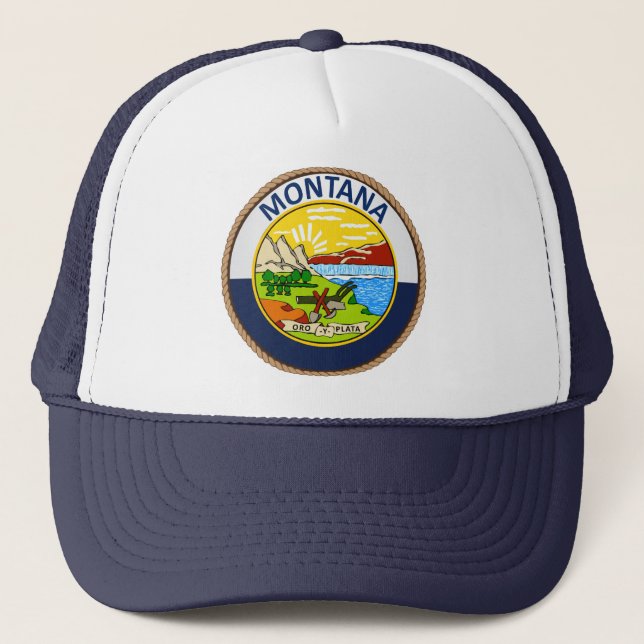 State of Montana Flag Seal Trucker Hat (Front)