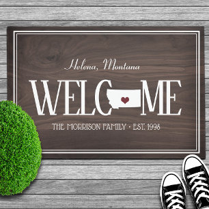State of Montana Personalised Woodgrain Doormat