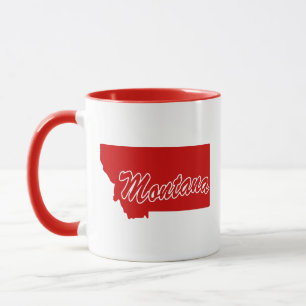 State Of Montana Shape Red Mug