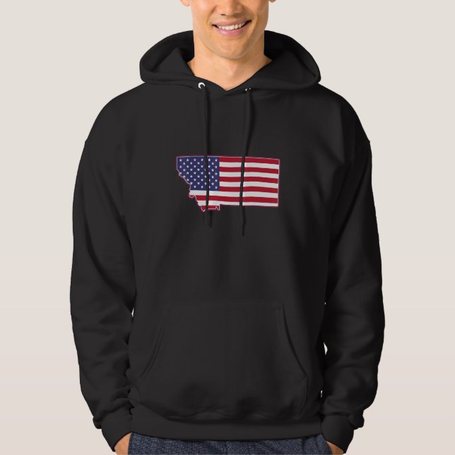 State of Montana USA American Flag Patriotic Hoodie (Front)