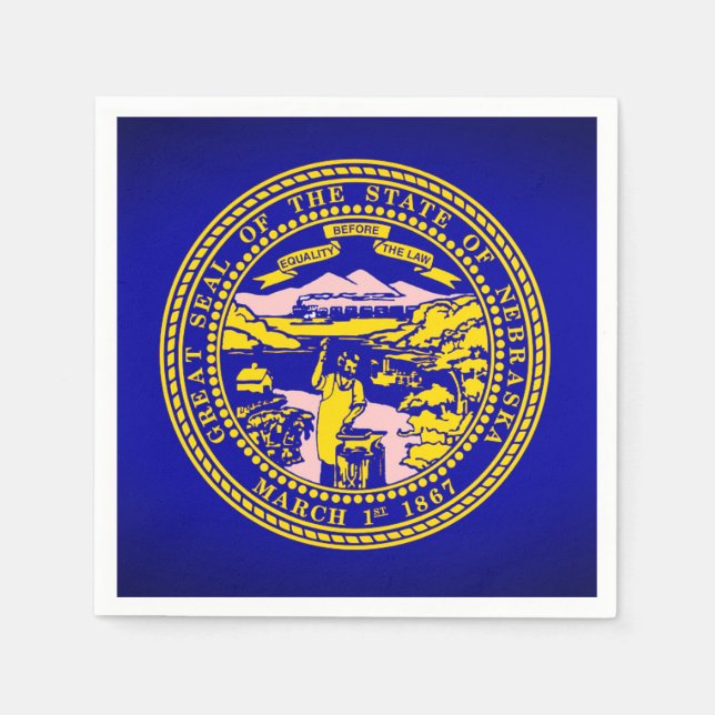 State of Nebraska Flag Paper Party Napkins (Front)