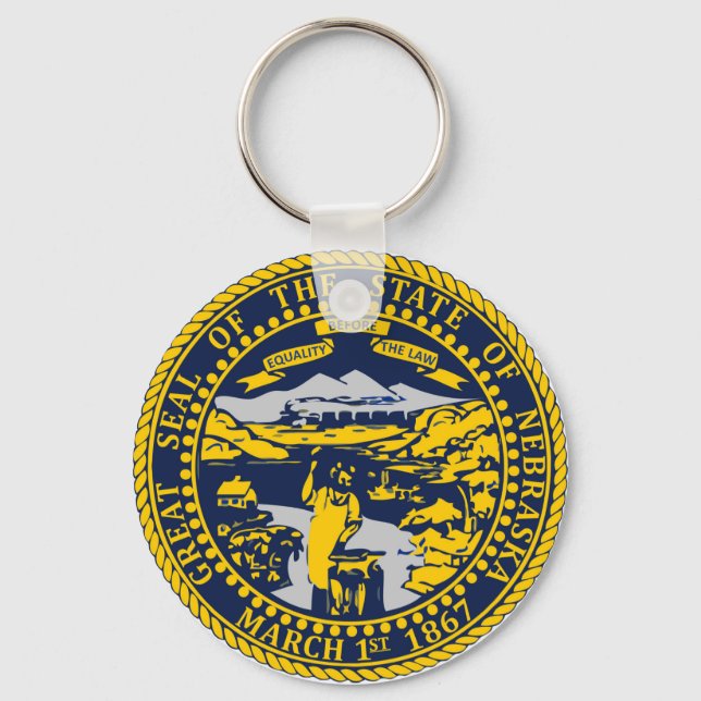 State of Nebraska Flag Seal Key Ring (Front)
