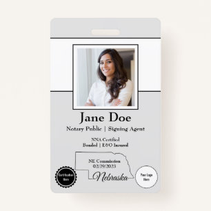 State of Nebraska Notary Public Badge with QR Code ID Badge