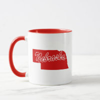State Of Nebraska Shape Red Mug