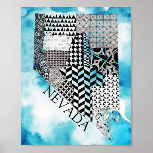 State of Nevada Illustration Poster