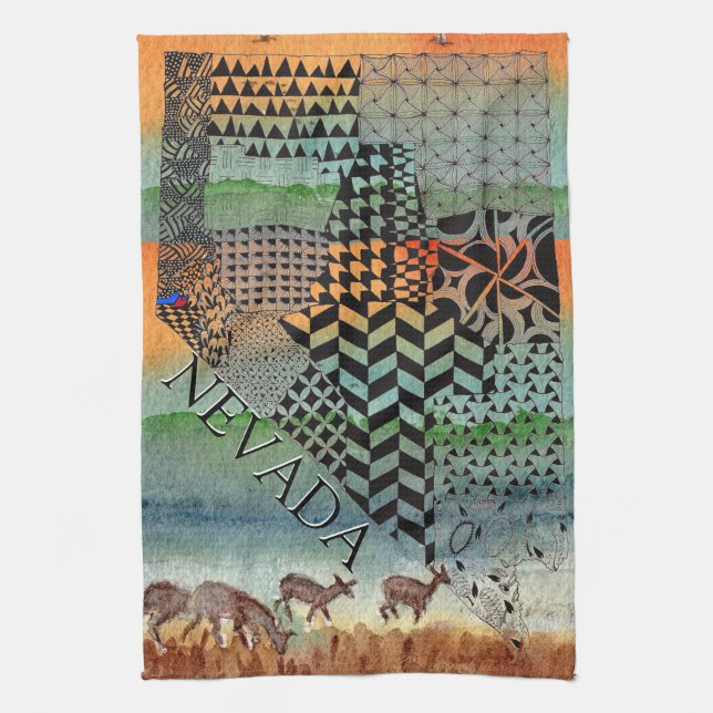State of Nevada Map Desert Painting Kitchen Towel (Vertical)