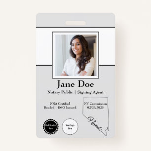 State of Nevada Notary Public Badge with QR Code ID Badge