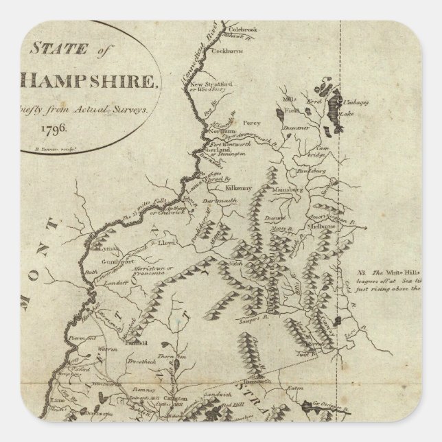 State of New Hampshire 4 Square Sticker (Front)