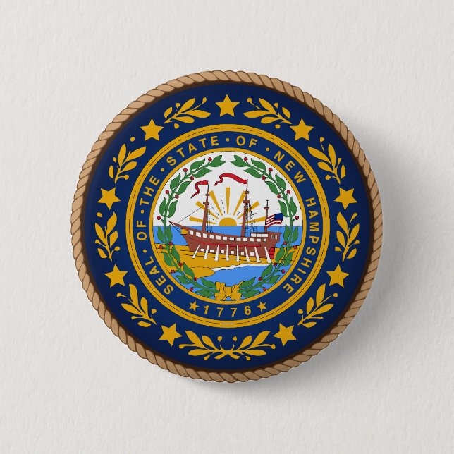 State of New Hampshire Flag Seal Button (Front)