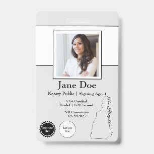 State of New Hampshire Notary Public Badge QR Code ID Badge