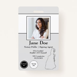 State of New Hampshire Notary Public Badge QR Code ID Badge