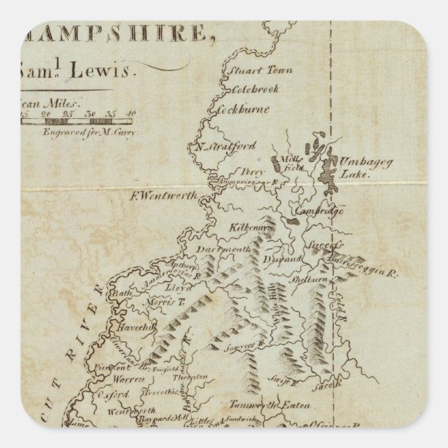 State of New Hampshire Square Sticker (Front)