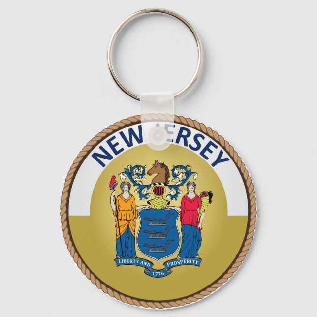 State of New Jersey Flag Seal Key Ring (Front)