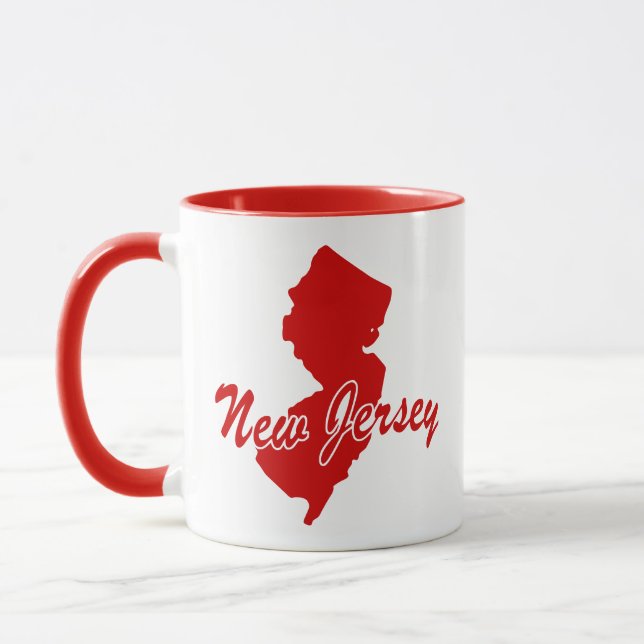 State Of New Jersey Shape Red Mug (Left)