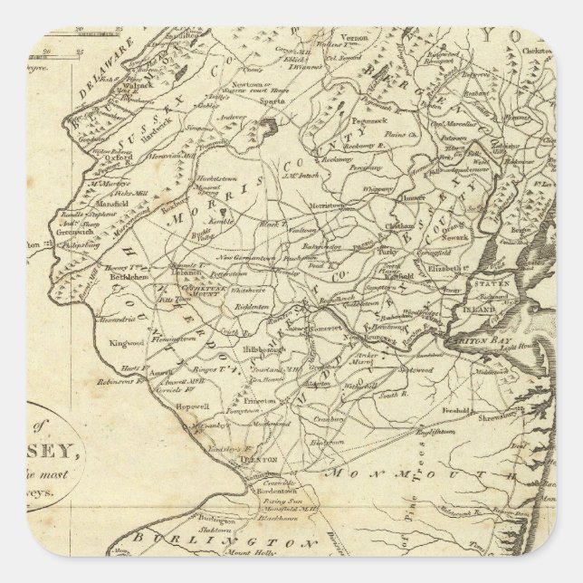 State of New Jersey Square Sticker (Front)