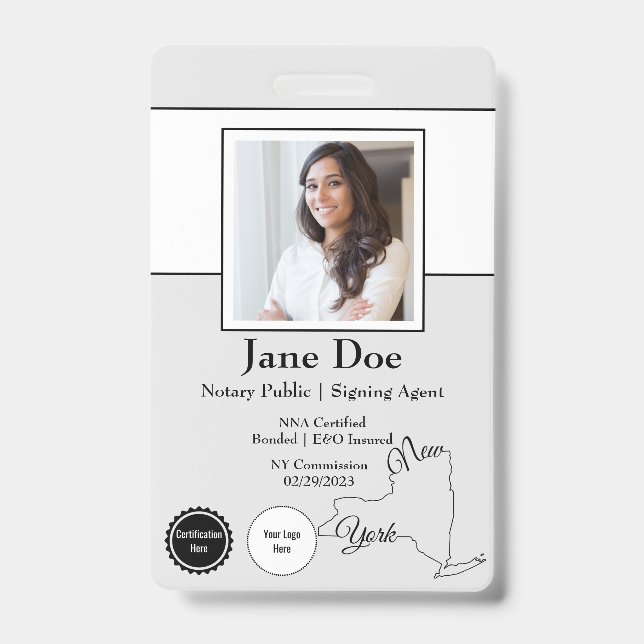 State of New York Notary Public Badge with QR Code ID Badge (Front)