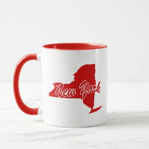 State Of New York Shape Red Mug