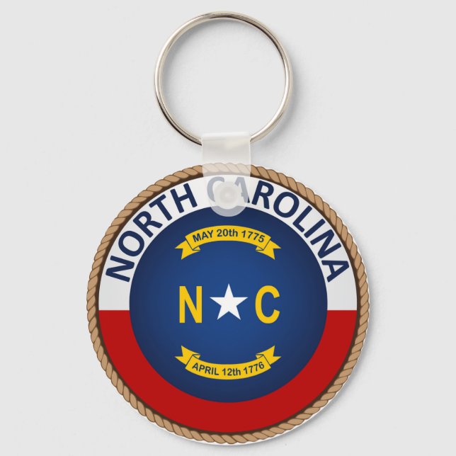 State of North Carolina Flag Seal Key Ring (Front)