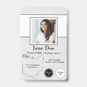 State of Ohio Notary Public Badge with QR Code ID Badge