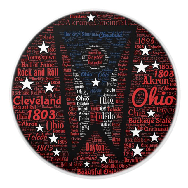 State of Ohio Word Art Ceramic Knob (Front)