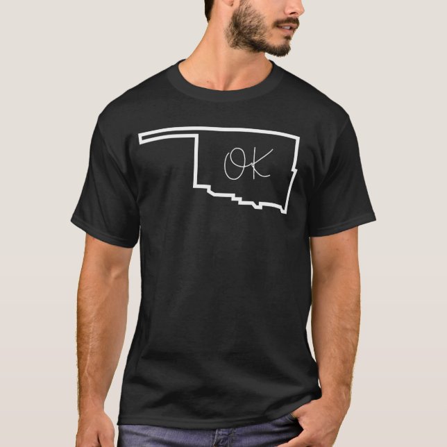 State of Oklahoma OK Abbreviation Outline T-Shirt (Front)