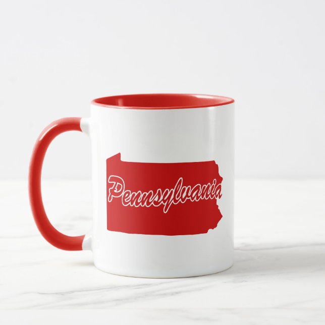 State Of Pennsylvania Shape Red Mug (Left)