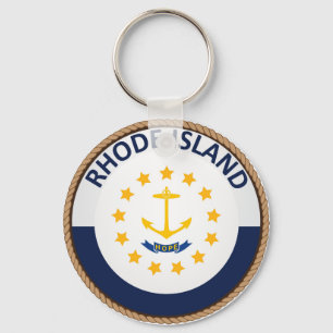 State of Rhode Island Flag Seal Key Ring