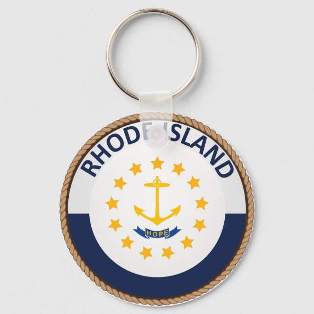 State of Rhode Island Flag Seal Key Ring (Front)