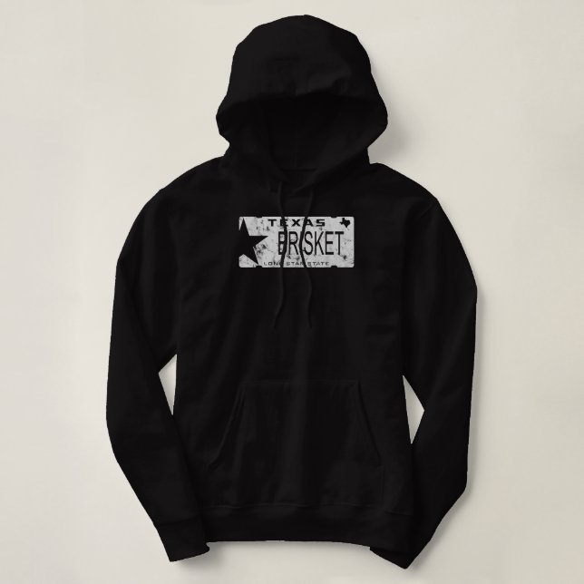 State Of Texas Brisket License Plate BBQ  Hoodie (Design Front)