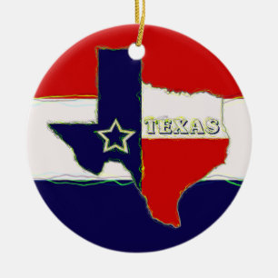 STATE OF TEXAS CERAMIC TREE DECORATION