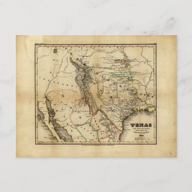 State of Texas Map (1846) Postcard (Front)